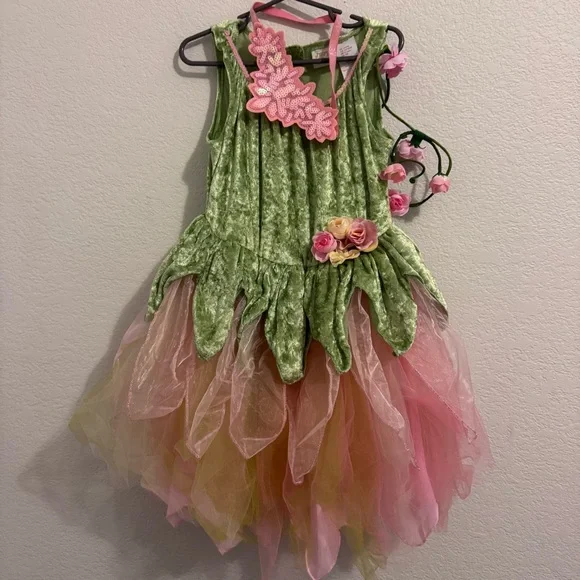 Whimsical Green and Pink Fairy Costume for Kids - Picture 13 of 14